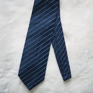 Giorgio Armani Silk Tie - Classic Pale Blue Stripe on Dark Blue - Made in Italy